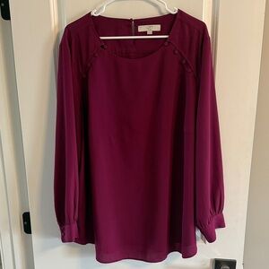 LOFT Plus Deep Magenta Top - Size 22